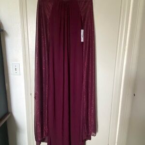 R & M Richards Sparkle Overlay Maxi Dress - Wine